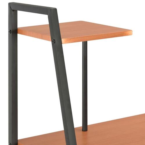 Skrivebord med reol 102x50x117 cm sort og brun