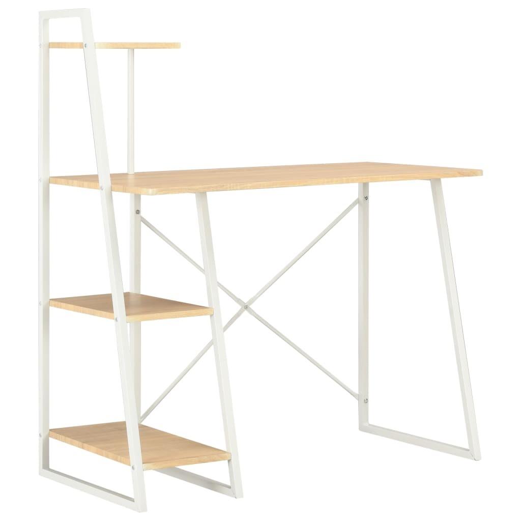 Skrivebord med hylder 102 x 50 x 117 cm hvid og eg