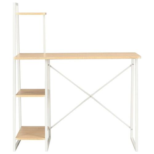 Skrivebord med hylder 102 x 50 x 117 cm hvid og eg