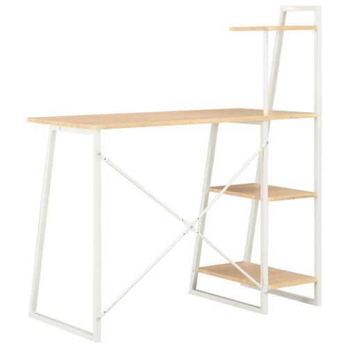 Skrivebord med hylder 102 x 50 x 117 cm hvid og eg