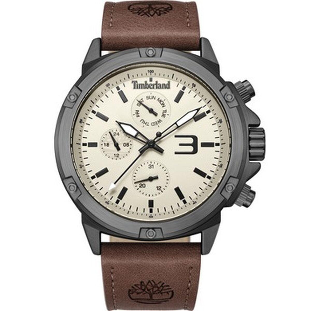 Timberland herreur TDWGF9002903, brun læderrem, Ø 46 mm