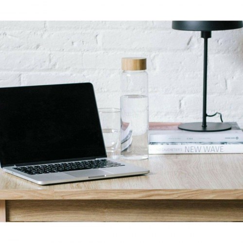 Andrea House glasflaske med bambuslåg 1 l - gennemsigtig