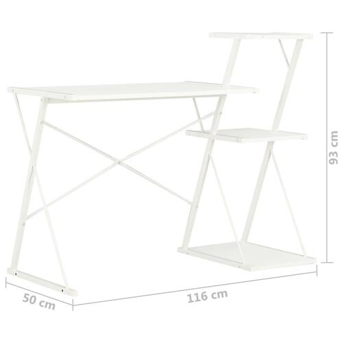 Skrivebord med hylde 116x50x93 cm hvid