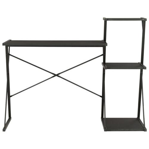 Skrivebord med hylde 116x50x93 cm sort
