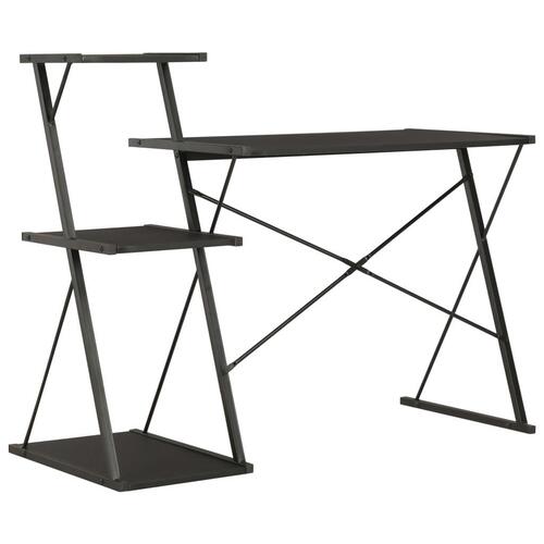 Skrivebord med hylde 116x50x93 cm sort