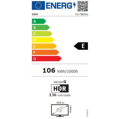 Skærm Videowall Sony Pro BRAVIA FW-75BZ40L 75" IPS D-LED LCD 60 Hz