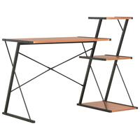 Skrivebord med hylde 116x50x93 cm sort og brun