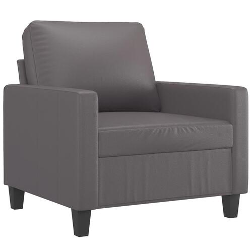 Sofastol med fodskammel 60 cm kunstlæder grå
