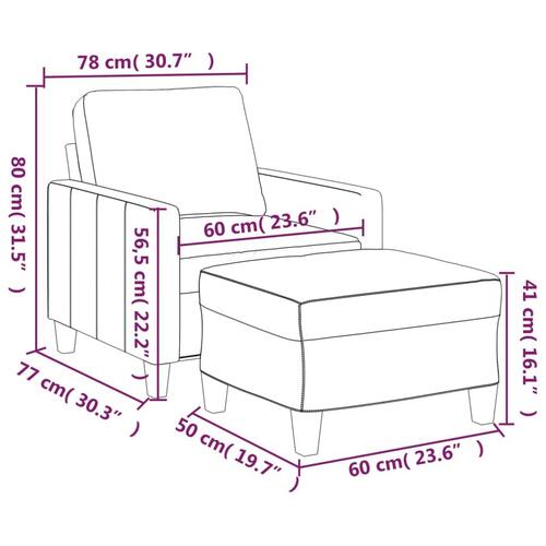 Sofastol med fodskammel 60 cm kunstlæder sort
