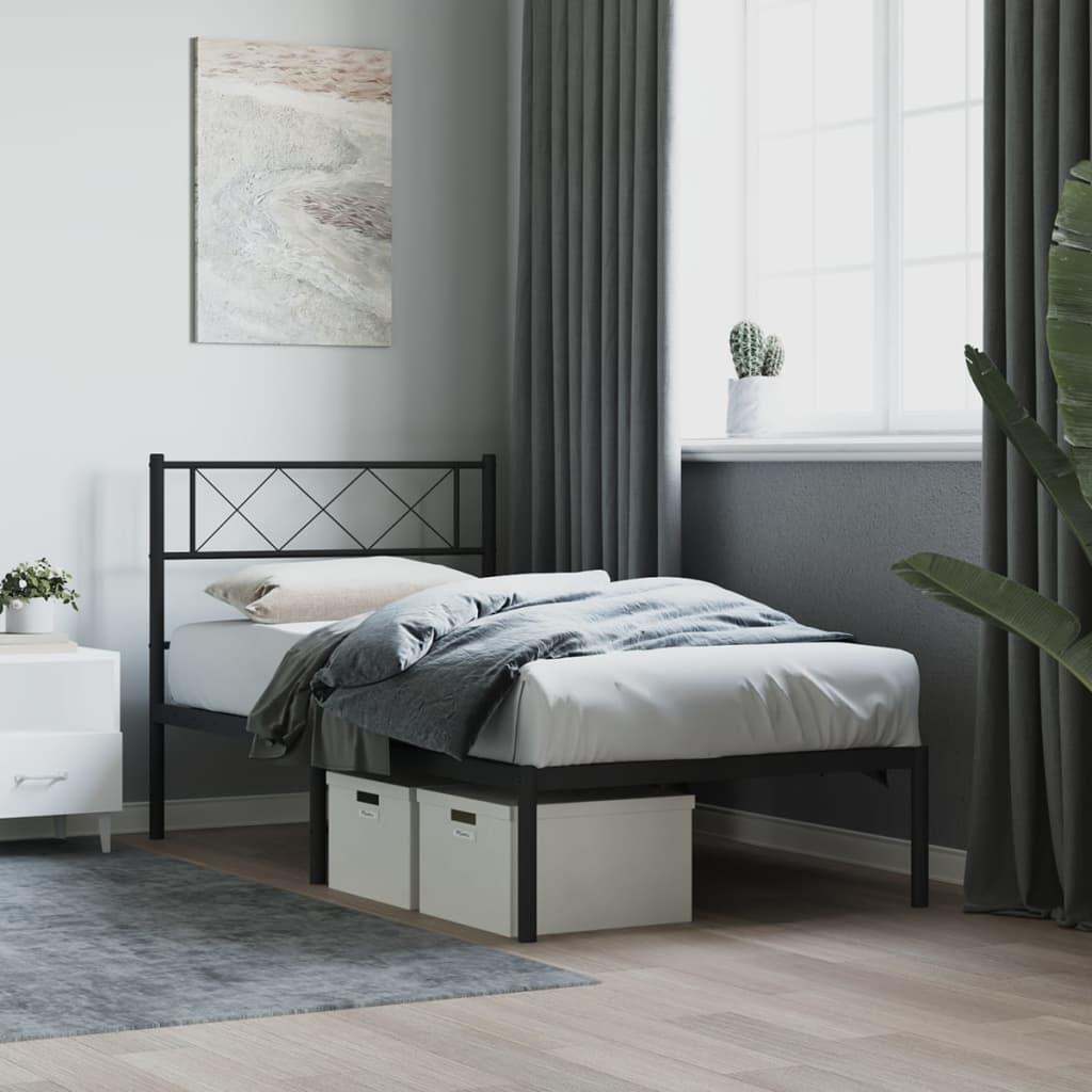 Sengeramme med sengegavl 100x200 cm metal sort