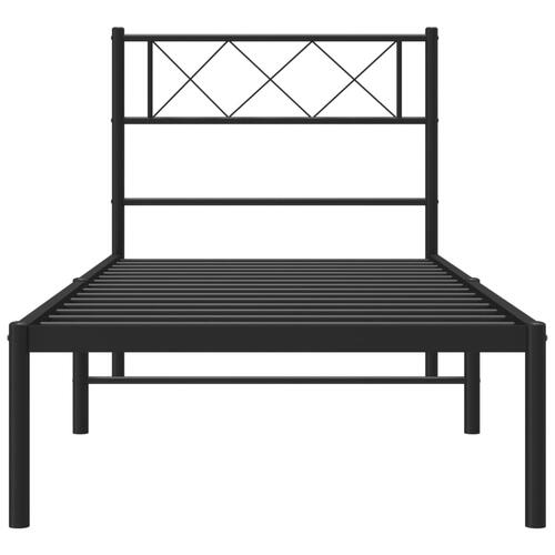 Sengeramme med sengegavl 100x200 cm metal sort