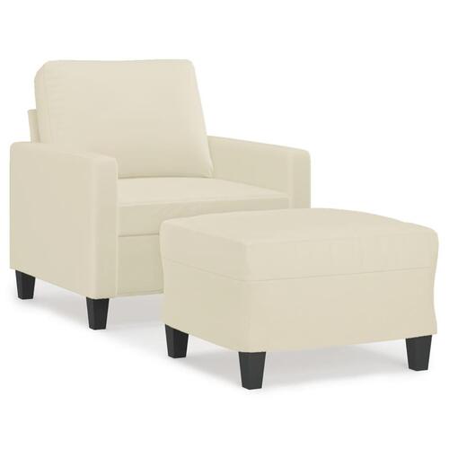 Sofastol med fodskammel 60 cm kunstlæder cremefarvet