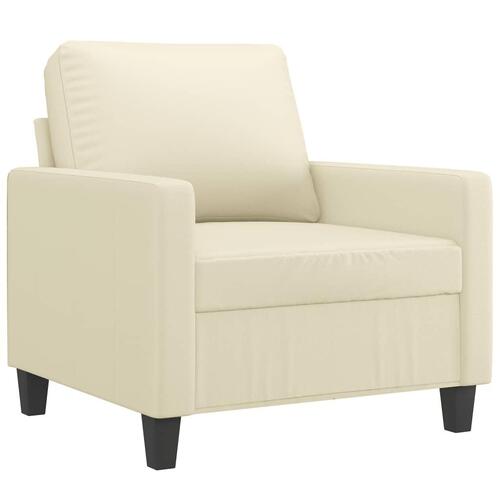 Sofastol med fodskammel 60 cm kunstlæder cremefarvet