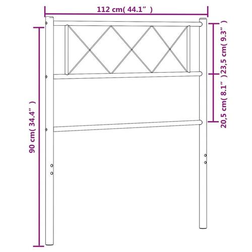 Sengegavl 107 cm metal hvid