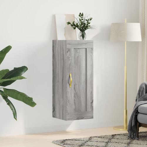 Vægskab 34,5x34x90 cm konstrueret træ grå sonoma-eg