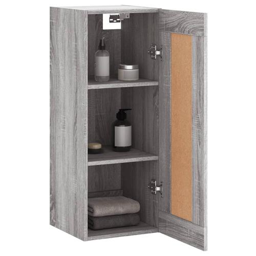 Vægskab 34,5x34x90 cm konstrueret træ grå sonoma-eg