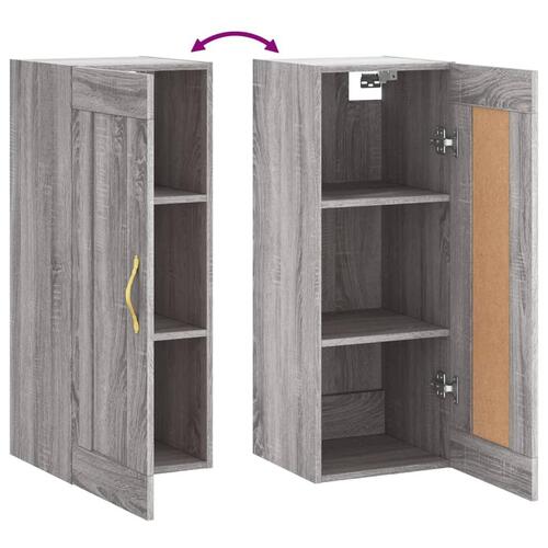 Vægskab 34,5x34x90 cm konstrueret træ grå sonoma-eg