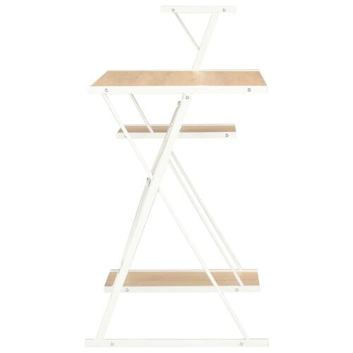 Skrivebord med hylde 116x50x93 cm hvid og egetræsfarve