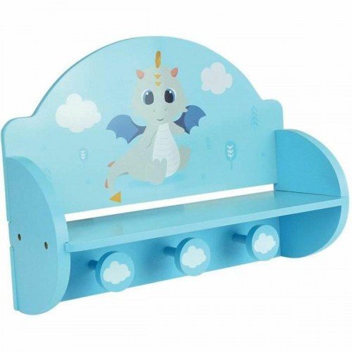 Knagerække til væg - Fun House drage, blå MDF (33 × 46 × 15 cm)