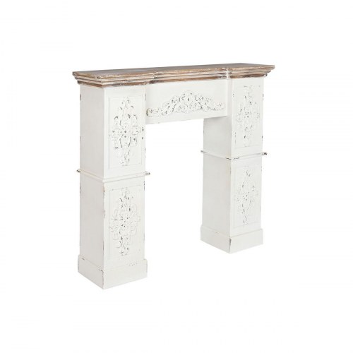 Kaminhylde - hvid/natur, gran og MDF, 120 × 29,5 × 116 cm