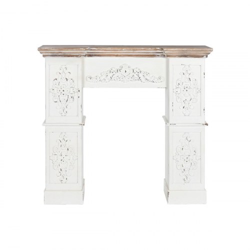 Kaminhylde - hvid/natur, gran og MDF, 120 × 29,5 × 116 cm