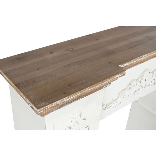 Kaminhylde - hvid/natur, gran og MDF, 120 × 29,5 × 116 cm