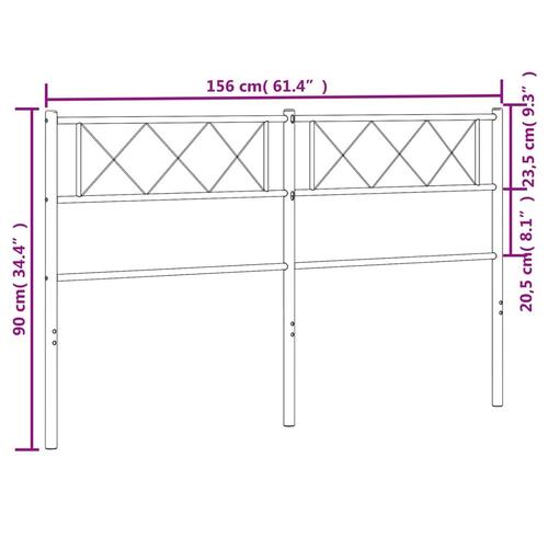 Sengegavl 150 cm metal hvid