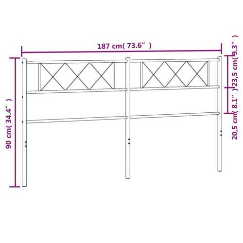Sengegavl 180 cm metal hvid