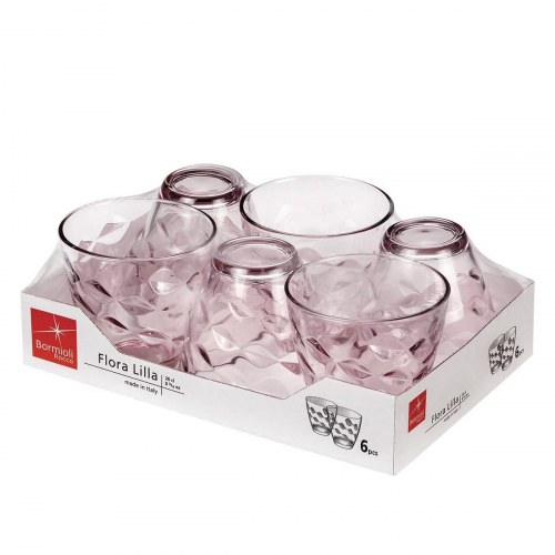 Bormioli Rocco Flora drikkeglas, pink 260 ml - 6 stk.
