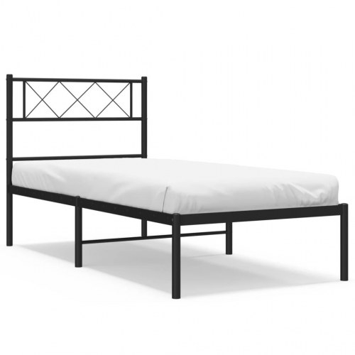 Sengeramme med sengegavl 75×190 cm - metal, sort