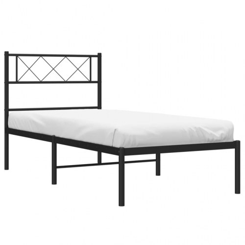 Sengeramme med sengegavl 75×190 cm - metal, sort