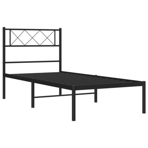 Sengeramme med sengegavl 75×190 cm - metal, sort