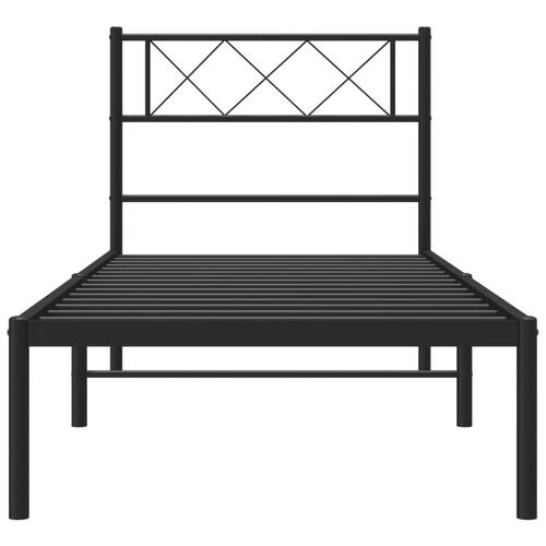 Sengeramme med sengegavl 90x200 cm metal sort