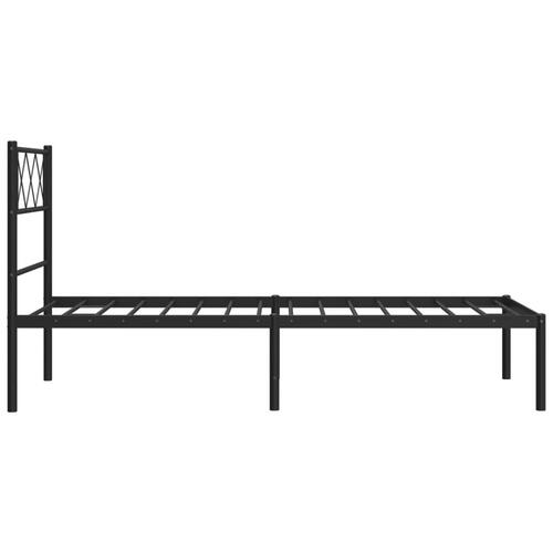 Sengeramme med sengegavl 90x200 cm metal sort