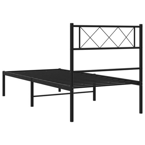 Sengeramme med sengegavl 90x200 cm metal sort