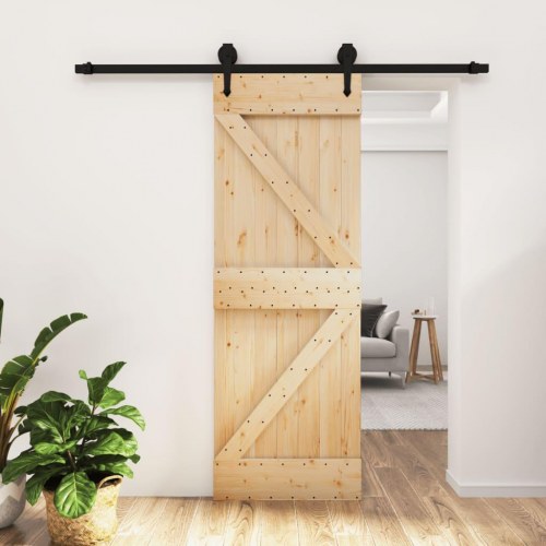 Skydedør med monteringssæt 70x210 cm massivt fyrretræ