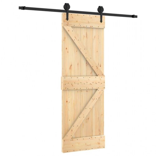 Skydedør med monteringssæt 70x210 cm massivt fyrretræ