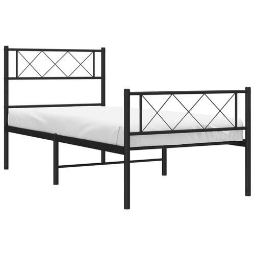 Sengeramme med sengegavl og fodgærde 90x200 cm metal sort