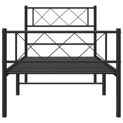 Sengeramme med sengegavl og fodgærde 90x200 cm metal sort