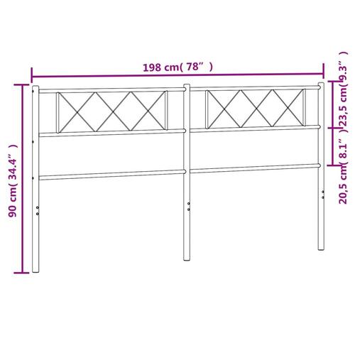 Sengegavl 193 cm metal hvid