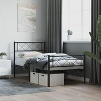 Sengeramme med sengegavl og fodgærde 100x200 cm metal sort