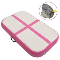 Oppustelig gymnastikmåtte med pumpe 60x100x15 cm PVC lyserød
