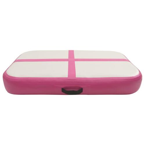 Oppustelig gymnastikmåtte med pumpe 60x100x15 cm PVC lyserød