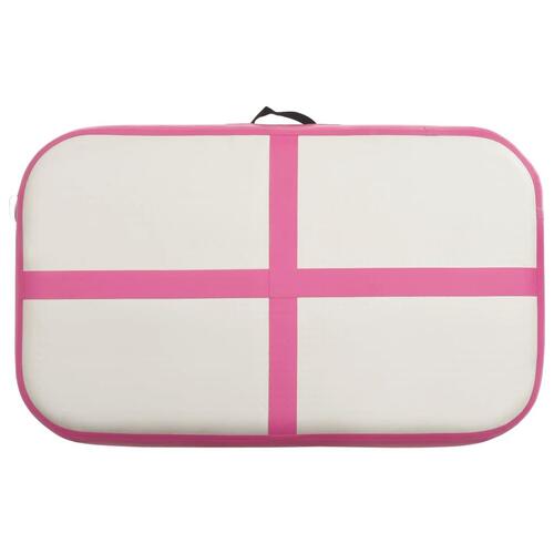Oppustelig gymnastikmåtte med pumpe 60x100x15 cm PVC lyserød