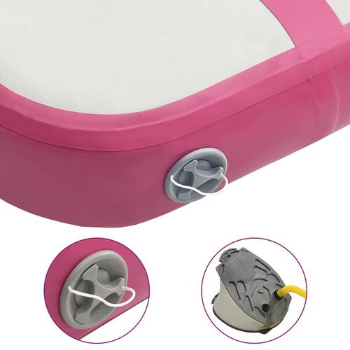 Oppustelig gymnastikmåtte med pumpe 60x100x15 cm PVC lyserød