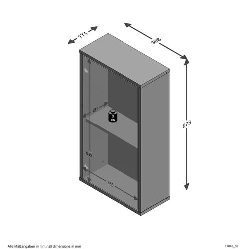 FMD væghængt badeværelsesskab 36,8x17,1x67,3 cm hvid
