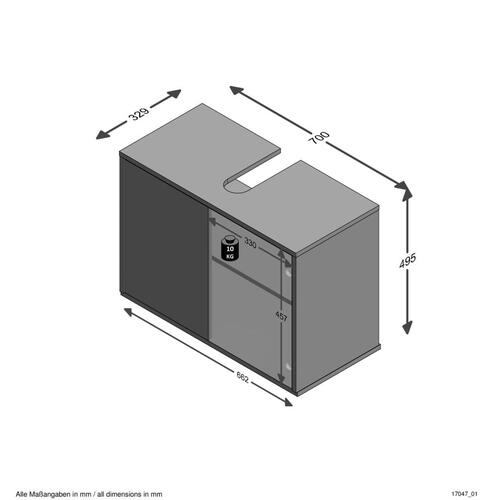 FMD underskab til badeværelset 70x32,9x49,5 cm hvid