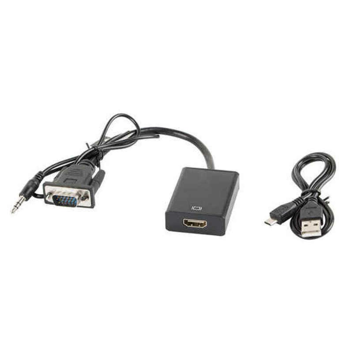 Lanberg HDMI til VGA adapter AD-0021-BK - sort, 20 cm