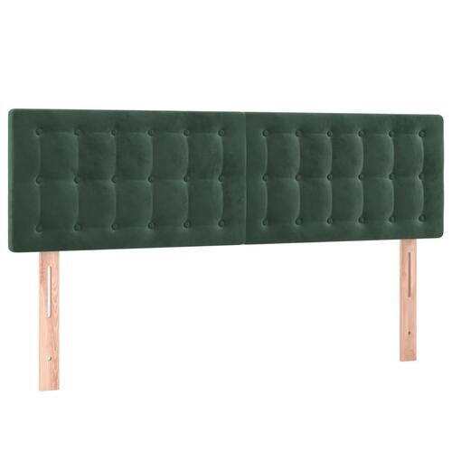 Kontinentalseng med LED-lys 140x190 cm fløjl mørkegrøn