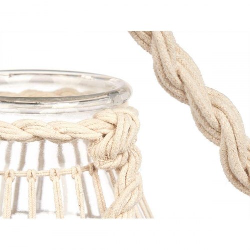 Lanterne med tov - glas, hvid/gennemsigtig, 17 × 25 cm (4 stk.)